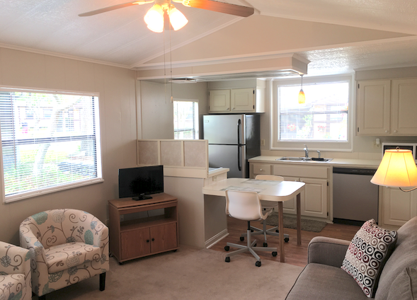 View of Living Room with Cathedral Ceilings